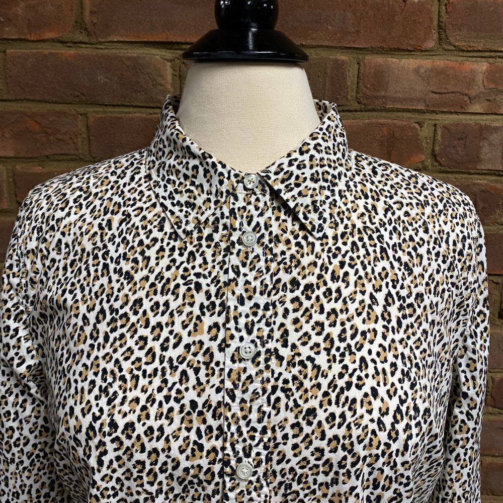 Talbots Cheetah Print Button Down Blouse - Picture 2 of 6